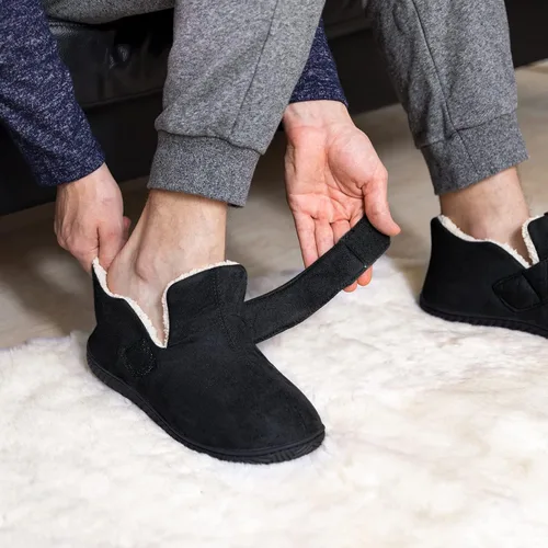 Vista 5 de Zizor Mens Slipper, Velcro House Shoes for Diabetic, Men Gifts, Memory Foam, Indoor Outdoor, Winter Ankle Pantuflas with Rubber Sole