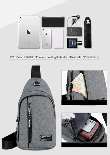 Vista 4 de YERCHIC Bolso bandolera pequeño cruzado en el pecho, hombro resistente al agua, bolsa de viaje con correa para hombres y mujeres con agujero