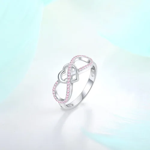Vista 4 de STARCHENIE Anillo de corazón infinito para mujer, plata de ley 925, anillo de promesa, talla 10