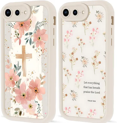 Vista 52 de Paquete de 2 fundas protectoras para iPhone 8 Plus/7 Plus de 5.5 pulgadas con collage de versículos bíblicos de Jesús para mujeres y niñas, diseño