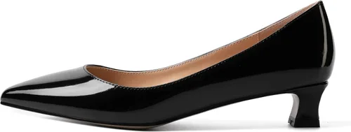 Vista 2 de AMBELIGHT Zapatos de tacón bajo para mujer, estilo casual, puntiagudo, de gamuza, para oficina, gatito, de 1.5 pulgadas