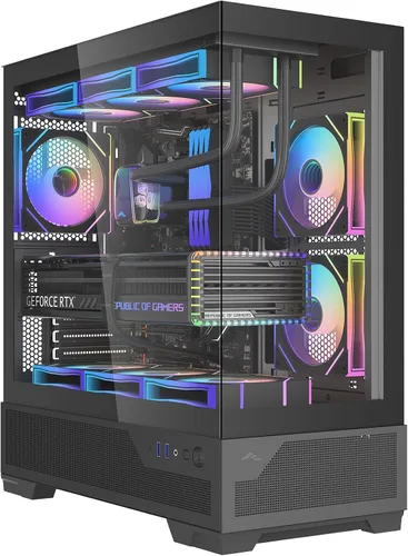Vista 20 de SAMA V40 Mid Tower ATX Chasis – 6 × 120mm Ventiladores ARGB PWM Pre-Instalados, Paneles de Vidrio Templado Dual, Flujo de Aire Vertical, Diseño