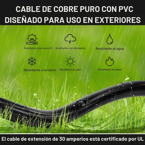 Vista 4 de Cable de extensión para secadora de 3 clavijas de 10 pies, 30 amperios Cable de extensión EV con certificación ETL para extensión de alimentación