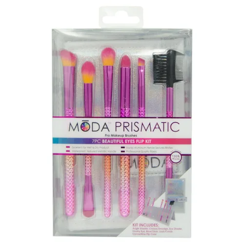 Vista 6 de MODA Prismatic Sunset - Juego de brochas de maquillaje de ojos hermosos, 7 piezas, vegano