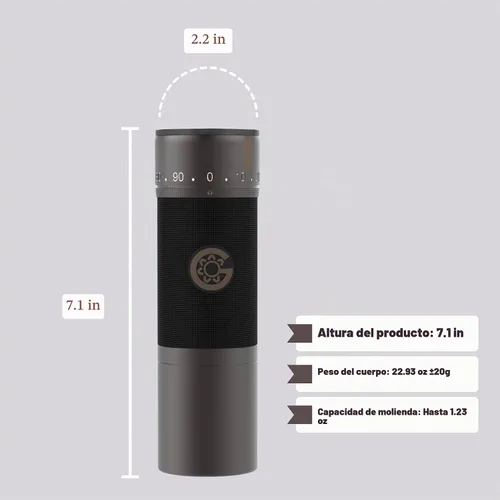 Vista 2 de Gris hierro: molinillo de café manual KINGrinder K7 con mango doblado