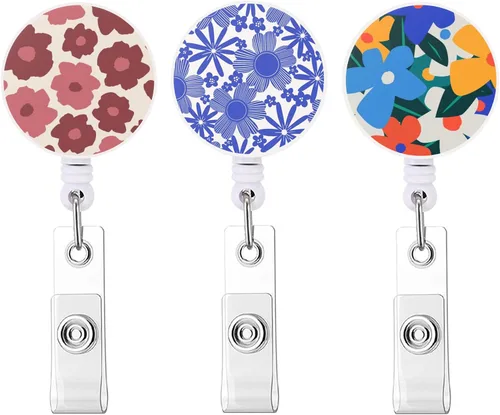 Vista 15 de Carrete retráctil para tarjetas de identificación con clip de cocodrilo resistente para nombre de enfermera, carrete decorativo para tarjetas