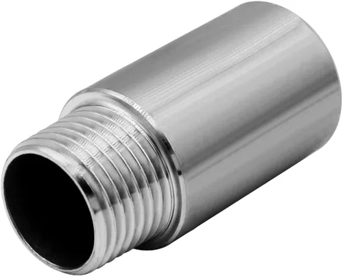 Vista 5 de Accesorio de tubo de acero inoxidable 1/2" NPT macho x 1/2" NPT hembra rosca boquilla tubo fundido de 2" (50mm) de longitud 2 piezas