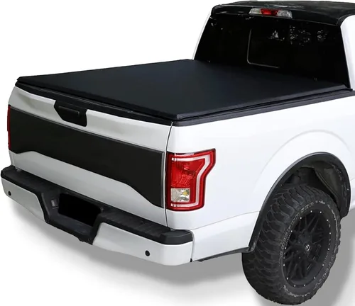 Vista 10 de Cubierta rígida de tres pliegues de 5.5 pies para plataforma de camioneta FRP para 2007-2021 Tundra Compatible con el sistema de riel
