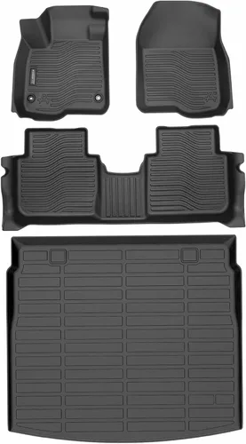 Vista 12 de Auxko Alfombrillas para todo tipo de clima, tapete de carga con respaldo para Honda Pilot 8 pasajeros 2016-2022, forros de elastómero termoplástico