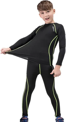 Vista 2 de OPALOS Pantalones de compresión atléticos y camisas de compresión para niños y niñas