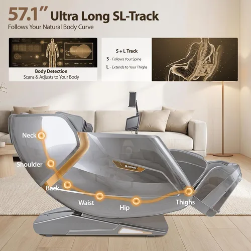 Vista 3 de Silla de masaje 4D de cuerpo completo, reclinable, gravedad cero Plateado