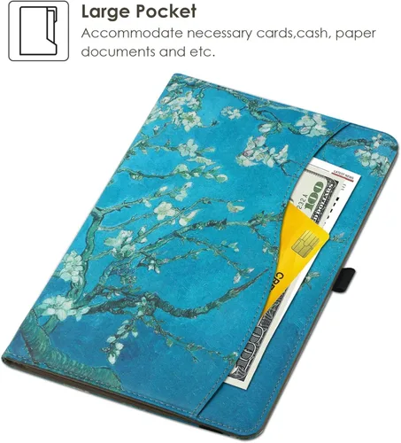 Vista 5 de HGWALP Funda universal para tablet de 9, 9.7, 10.1, 10.2, 10.5, 10.9 y 11 pulgadas, funda para tablet con múltiples ángeles de visión con correa