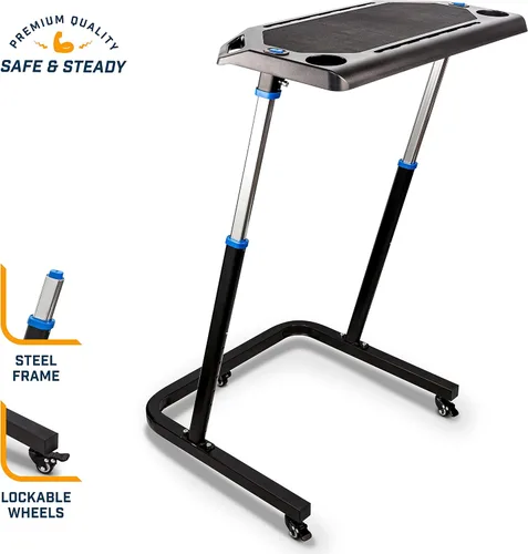 Vista 7 de Alpcour Soporte magnético para bicicleta para montar en interiores, con escritorio portátil de entrenamiento de bicicleta multitarea