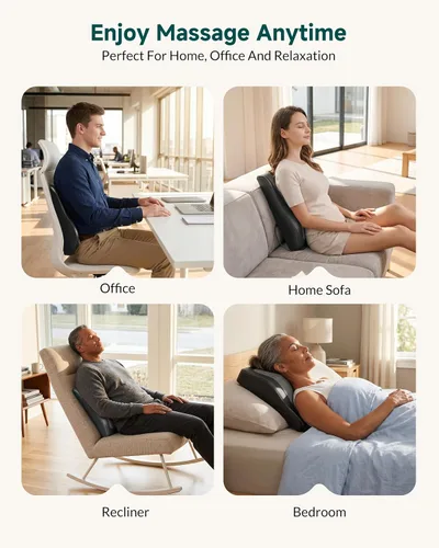Vista 8 de Snailax Masajeador de espalda con calor, almohada de masaje de cuello Negro 128