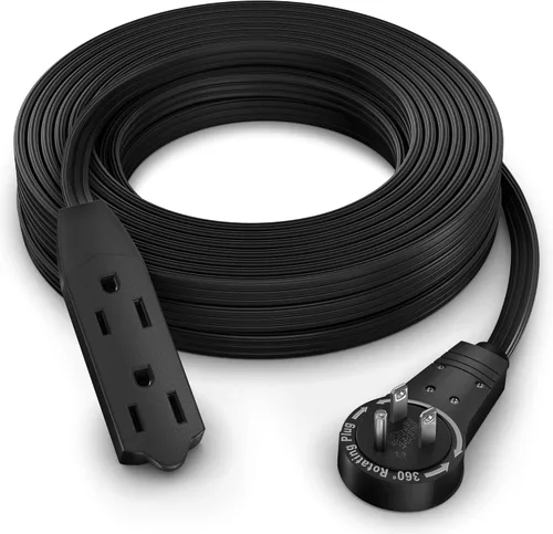 Vista 11 de Maximm - Cable de extensión de enchufe plano giratorio de 360°, 0.30 m, 16 AWG, múltiple, extensión de salida, cable con conexión a tierra, 3 Blanco