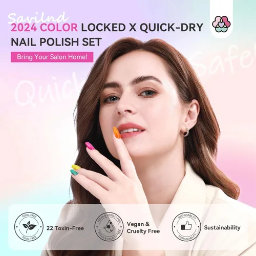 Vista 7 de SAVILAND Juego de esmalte de uñas secado al aire: 36+3 colores kit de esmalte de uñas rojo rosa azul purpurina esmalte de uñas regular con capa base