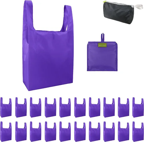 Vista 29 de BeeGreen Bolsas de comestibles reutilizables de Navidad con bolsa de almacenamiento con cremallera, paquete de 10 bolsas de compras reutilizables a