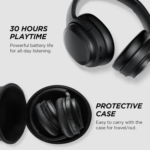 Vista 7 de Auriculares híbridos con cancelación activa de ruido, auriculares inalámbricos Bluetooth sobre la oreja inalámbricos con graves profundos, llamadas