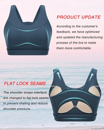 Vista 2 de RUNNING GIRL - Brasier deportivo de alto impacto para mujer, brasier de espalda cruzada, brasier de entrenamiento, brasier de yoga de línea larga