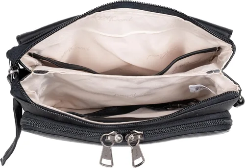 Vista 7 de Concealed Carry Natasha RFID Leather Crossbody with Locking CCW Zippers Negro