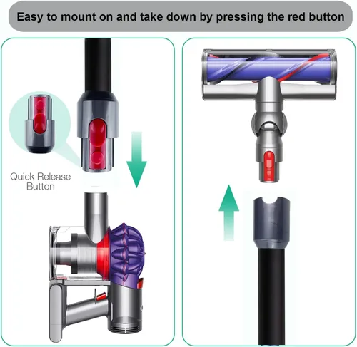 Vista 6 de GYLBF Varita de liberación rápida compatible con aspiradoras Dyson V15 V11 V10 V8 V7, tubo de extensión de accesorio para aspiradoras, 28.3 pulgadas