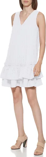 Vista 2 de Calvin Klein Vestido sin mangas con volantes plisados laterales para mujer
