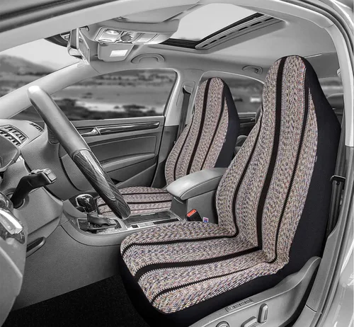 Vista 2 de West Coast Auto Baja Blanket - Funda de asiento de cubo para automóvil, camión, camioneta, SUV, compatible con bolsa de aire (2 unidades, negro)