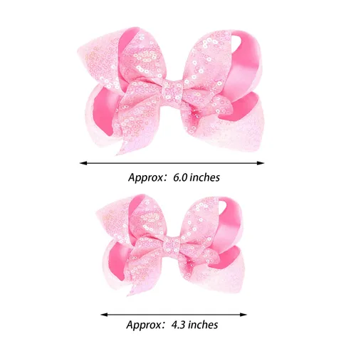 Vista 2 de Lazos para el cabello de lentejuelas, 4 lazos con purpurina brillante con pinza para el pelo de cocodrilo para niñas pequeñas, niños y adolescentes