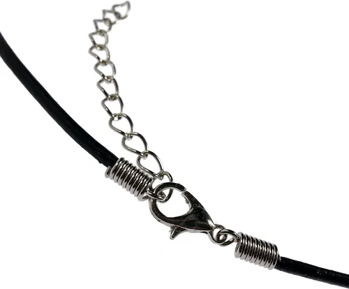 Vista 3 de Collar de púa de guitarra y cadena de cordón de cuero vegano