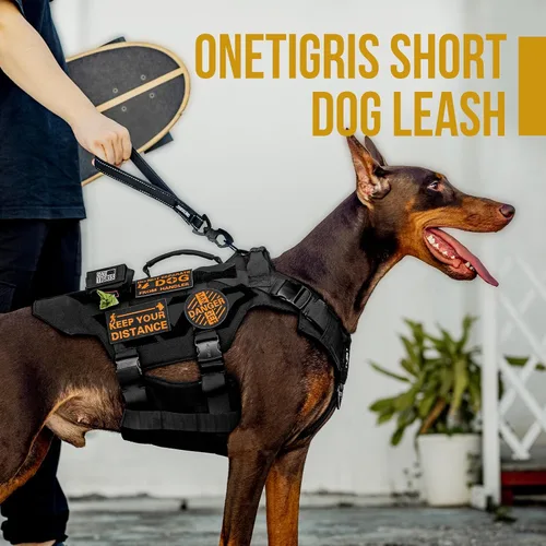 Vista 4 de OneTigris Bolt - Correa corta de tráfico para perros pequeños, medianos y grandes (negro, S)