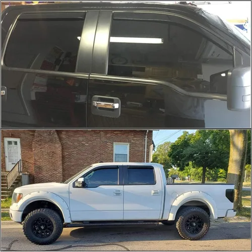 Vista 4 de Lightronic Viseras de ventana de ventilación automática con clip extra duraderas, se adapta a Ford F-150 2009-2014, F-150 SVT Raptor 2010-2014