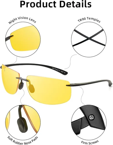 Vista 8 de JIM HALO Lentes de sol deportivos para hombres y mujeres, TR90 sin montura para correr, pescar, ciclismo, conducción