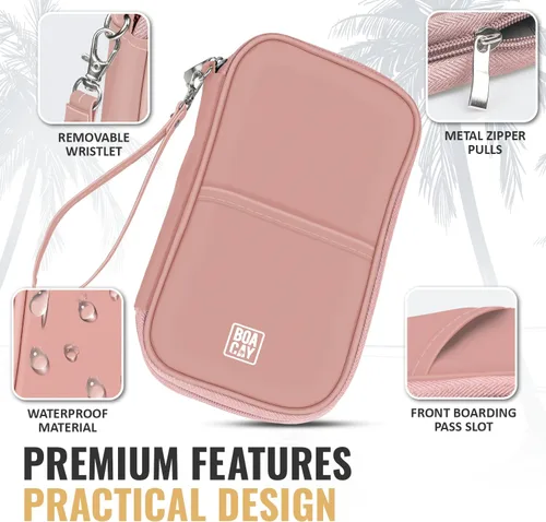 Vista 4 de Organizador de documentos de viaje, soporte para pasaporte familiar, billetera premium para mujeres y hombres, funda portátil y plegable