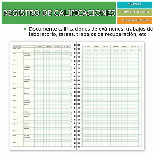 Vista 5 de HS-90 - Planificador de lujo para el año completo, para estudiantes de preparatoria, 40 semanas
