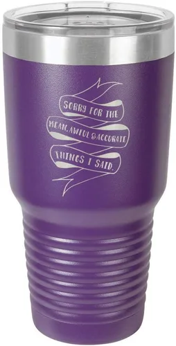 Vista 18 de Sorry for the Mean Awful and Accurate Things I SAID - Vaso negro de 30 onzas con popote y tapa superior deslizante Taza de viaje de acero