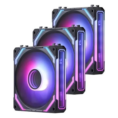 Vista 10 de Redragon GCF012 Ventilador estándar de 120 mm para carcasa de PC, conexión Daisy-Chain, iluminación ARGB de 5V 3 pines, ventilador de carcasa PWM