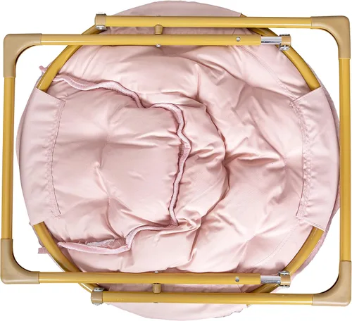 Vista 7 de Flash Furniture Silla Mini Plegable y Acogedora Gwen para Niños - Silla Lunar de Pelo Sintético Color Rosa Claro - Estructura de Metal Dorado Suave