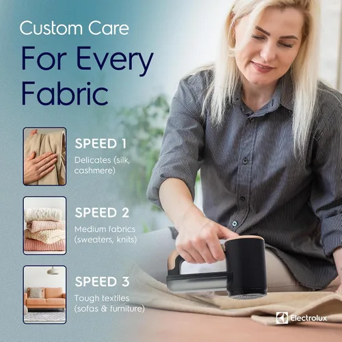 Vista 4 de Afeitadora de tela recargable Electrolux Removedor de pelusa de 3 velocidades para ropa y muebles Elimina la pelusa y las bolitas Afeitadora