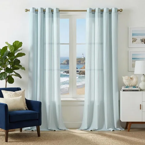 Vista 58 de jinchan Linen Blackout Curtains Back Tab 96 Inch 2 Panels Striped Blue Blue Stripe Lined