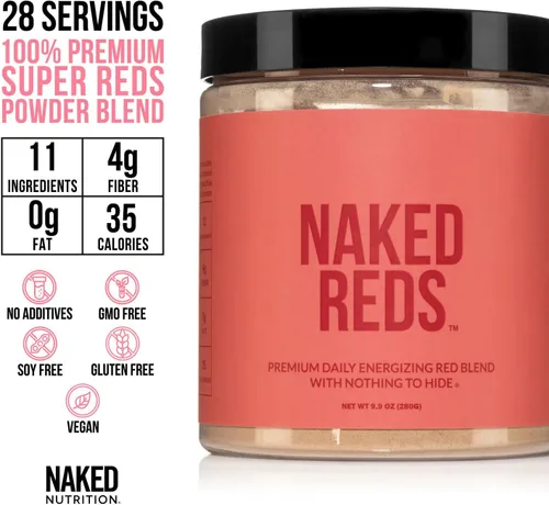 Vista 3 de NAKED Reds Superfood Powder - Mezcla de polvo de frutas de polifenol saludable y energizante, sin rellenos, sin aditivos, vegano, sin OMG, sin