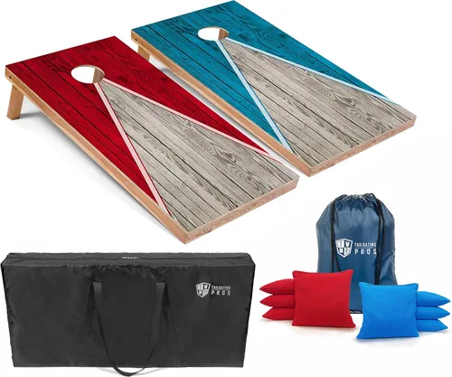 Vista 12 de Tailgating Pros Juego de tablero de Cornhole ligero con diseño piramidal con bolsas de frijoles y estuche de transporte, juego de cornhole