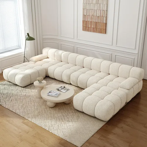 Vista 23 de Settab Sofá modular de nube modular de 118.5 pulgadas con otomana móvil, sofá de pana moderno de 4 asientos, asiento profundo, sofá sin hueso