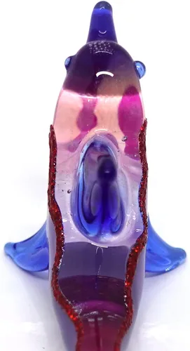 Vista 3 de Figuras artísticas de cristal soplado a mano en miniatura de delfín, animales marinos, océano, regalo coleccionable para decoración del hogar