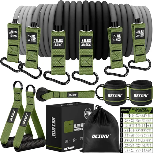 Vista 12 de Heavy Resistance Bands for Working Out, 300lbs/360lb/420lb Exercise Bands Workout Bands with Handles, Door Anchor, Ankle Straps, Home Gym Workout