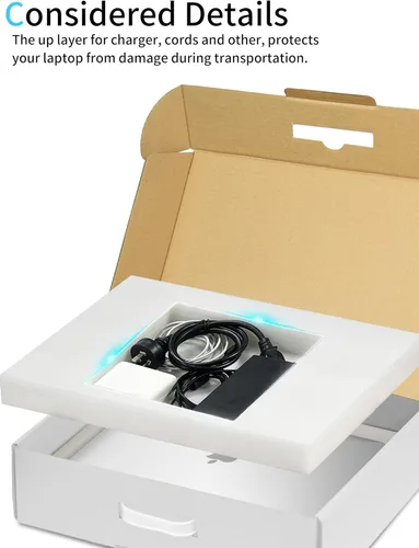 Vista 5 de ALASHI Caja de envío para portátil con espuma de protección, se adapta a 17.3 pulgadas, color blanco