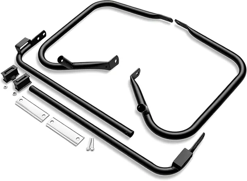 Vista 7 de Kit de riel protector de alforja trasera compatible con Harley Touring Road King Street Glide Electra Glide 2009-2013, protección de barras de Negro