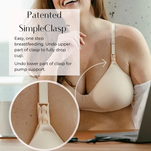 Vista 4 de Simple Wishes - Brasier de lactancia y manos libres en uno, cómodo, acolchado, talla 32 a talla más grande 40DD.