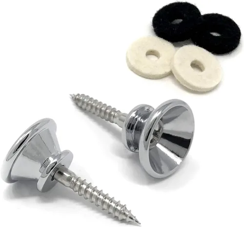 Vista 3 de Botones de correa de guitarra, color negro, grande, 0.669 in, ajuste universal para guitarra acústica y eléctrica y bajo (2) con tornillos