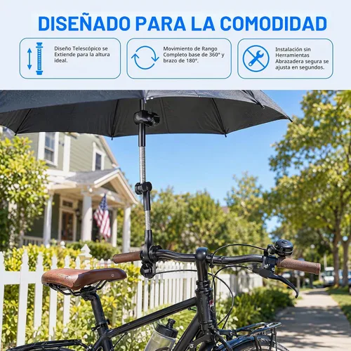 Vista 4 de Soporte para paraguas para cochecito y silla de ruedas, silla de playa