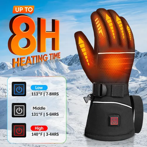 Vista 2 de Heated Gloves for Men Women Rechargeable Electric Gloves Negro/Plata